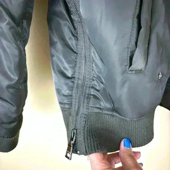 Madden NYC Dark Green Star Studded Hooded Zip Bomber Coat Size XL - Picture 6 of 16